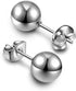 2 Pairs 316L Surgical-Steel Black & Silver Round Ball Men & Women Stud Earrings